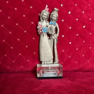 Vintage Peltro Pewter Figurines: Bride & Groom, Valentine Couple.